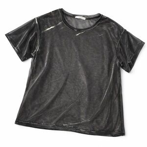 Sheer Silver Short-Sleeve Top NWOT